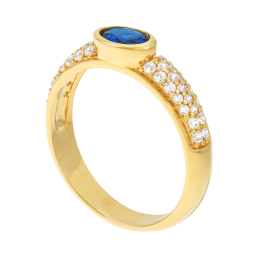 Bague en plaqué or et oxydes de zirconium bleu