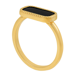 Bague en plaqué or et pierre synthétique noire rectangle