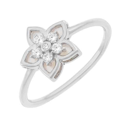 Bague en argent rhodié, oxydes de zirconium et pierre synthétique