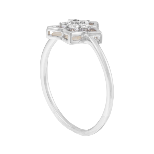 Bague en argent rhodié, oxydes de zirconium et pierre synthétique