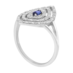 Bague en argent rhodié et oxyde de zirconium bleu