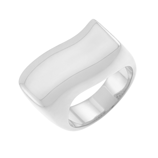 Bague en argent rhodié vague