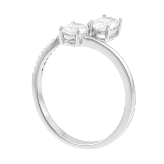 Bague en argent rhodié et oxydes de zirconium 
