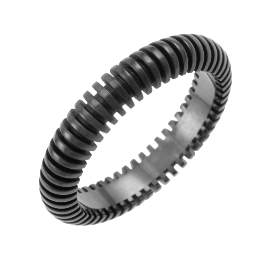 Bague en argent rhodié noir striée