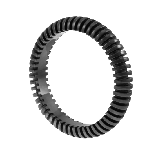 Bague en argent rhodié noir striée