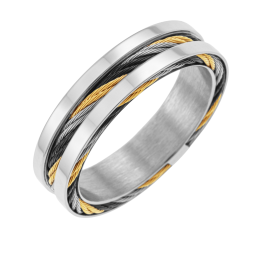 Bague en acier et cable tricolore