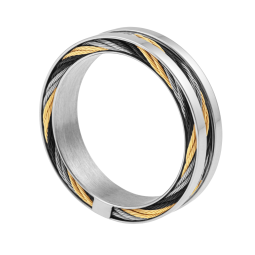 Bague en acier et cable tricolore