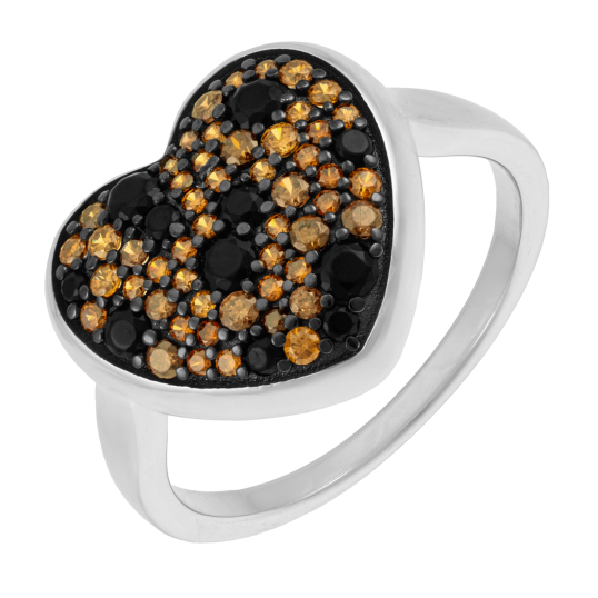 Bague en argent rhodié et oxydes de zirconium, coeur