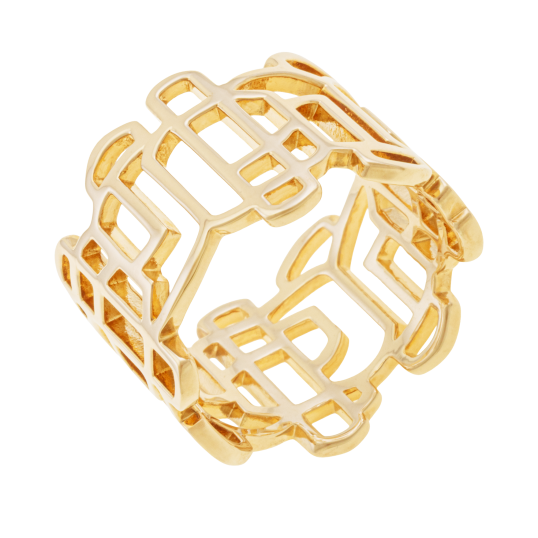 Bague en laiton doré, ajourée