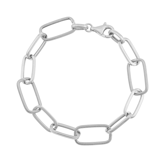 Bracelet en argent rhodié, maille fantaisie