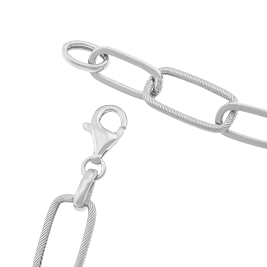 Bracelet en argent rhodié, maille fantaisie