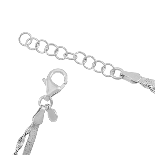 Bracelet en argent rhodié, double maille