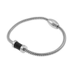 Bracelet en acier et cable noir