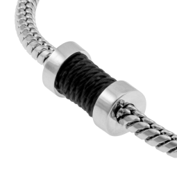 Bracelet en acier et cable noir