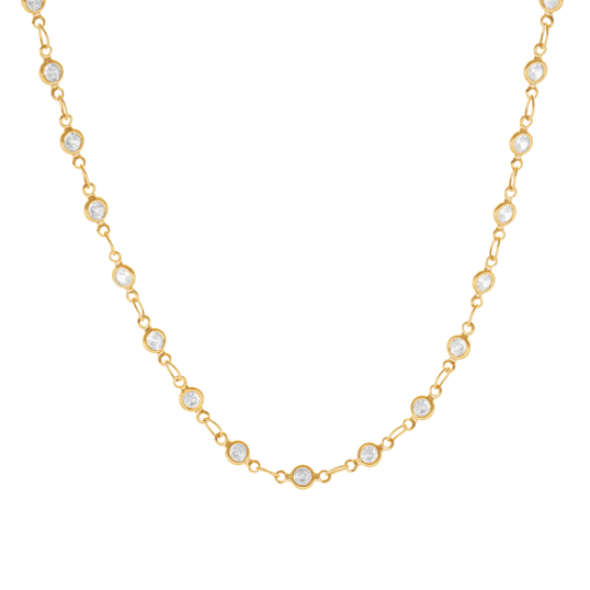 Collier en plaqué or et oxydes de zirconium serti clos
