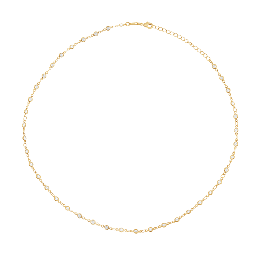 Collier en plaqué or et oxydes de zirconium serti clos