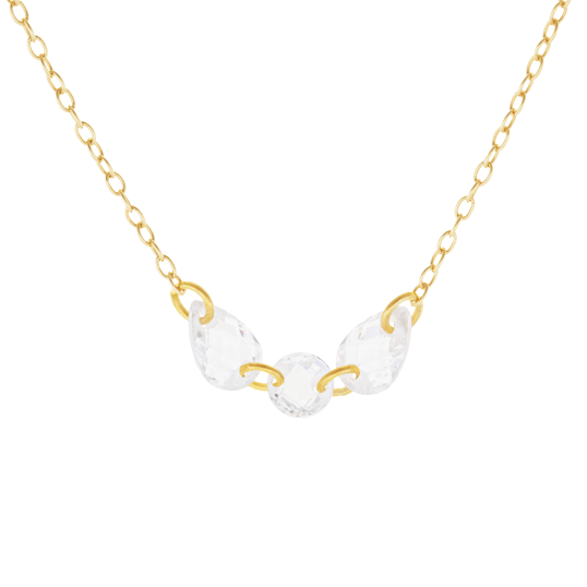 Collier en argent doré et oxydes de zirconium