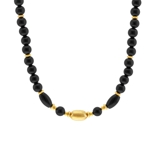 Collier en argent doré et onyx
