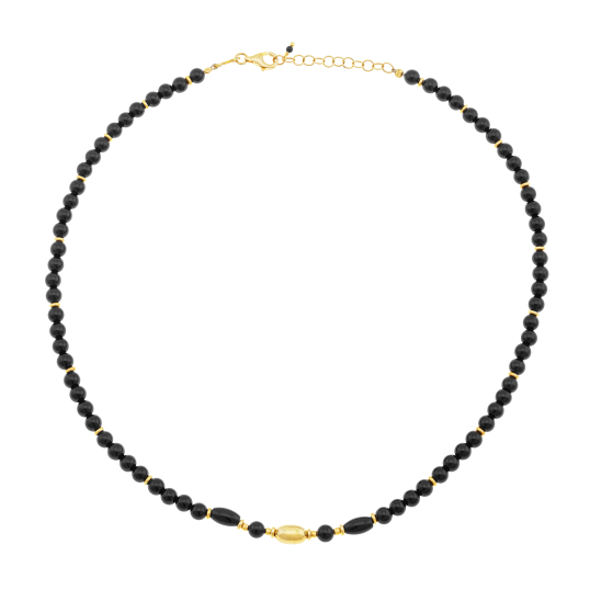 Collier en argent doré et onyx
