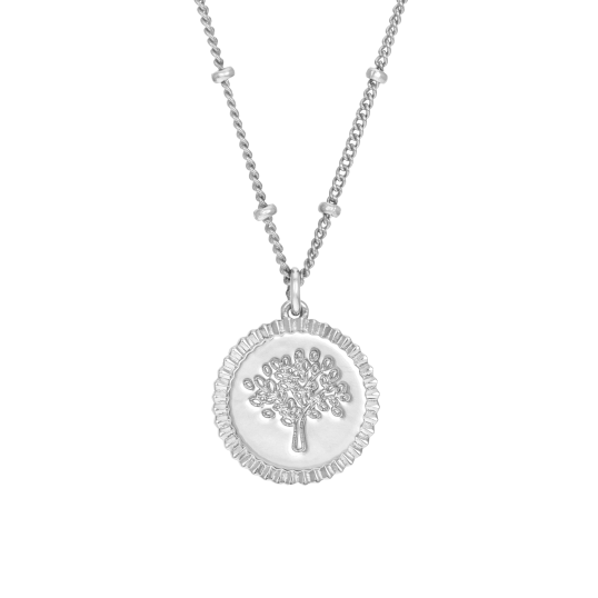 Collier en argent rhodié, arbre