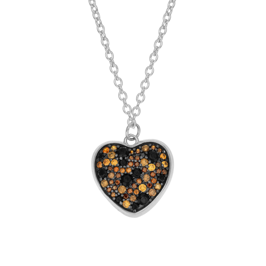 Collier en argent rhodié et oxydes de zirconium, coeur