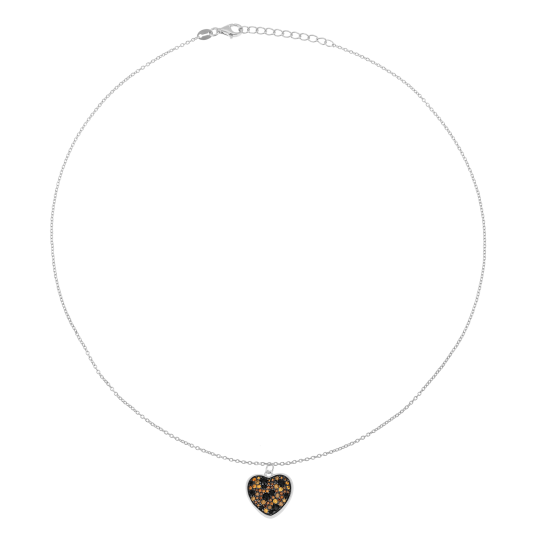 Collier en argent rhodié et oxydes de zirconium, coeur