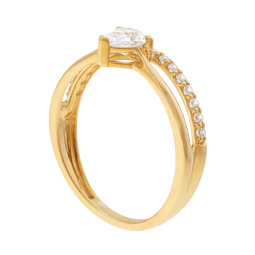 Bague en or jaune et oxydes de zirconium, double