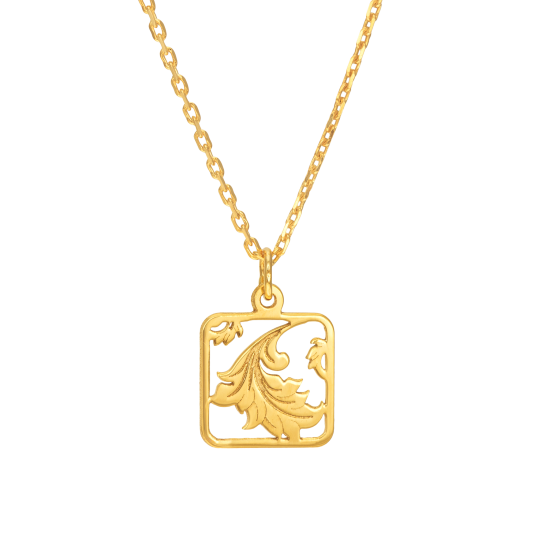 Collier en or jaune, feuille