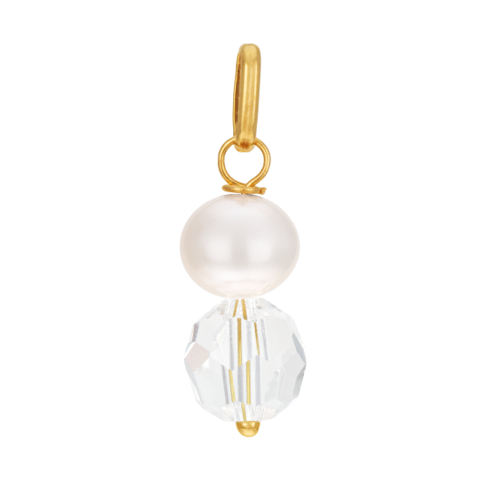 Pendentif en or jaune, oxyde de zirconium et perle de culture