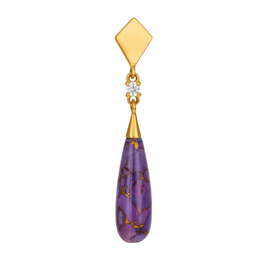 Pendentif en or jaune, oxyde de zirconium et pierre synthétique violette