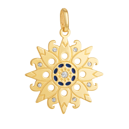 Pendentif en or jaune et laque et laque pailletée