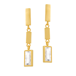 Boucles d'oreilles en or jaune et oxyde de zirconium rectangle