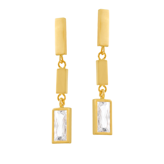Boucles d'oreilles en or jaune et oxyde de zirconium rectangle