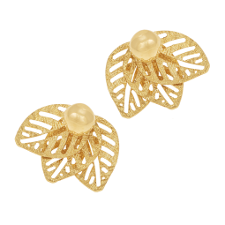 Boucles d'oreilles en or jaune, feuilles