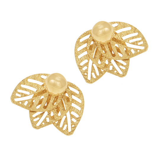 Boucles d'oreilles en or jaune, feuilles