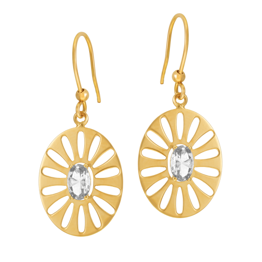 Boucles d'oreilles en or jaune et oxydes de zirconium ovale