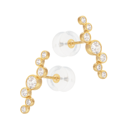 Boucles d'oreilles en or jaune et oxydes de zirconium 