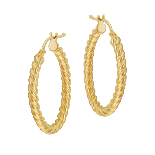 Créoles en or jaune, torsadée