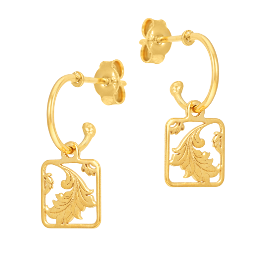 Boucles d'oreilles en or jaune, feuille