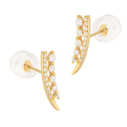 Boucles d'oreilles en or jaune et oxydes de zirconium