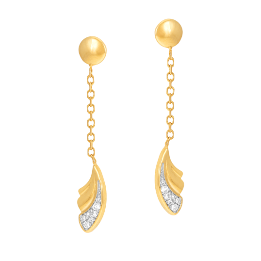 Boucles d'oreilles en or jaune et rhodié, diamants, pendantes