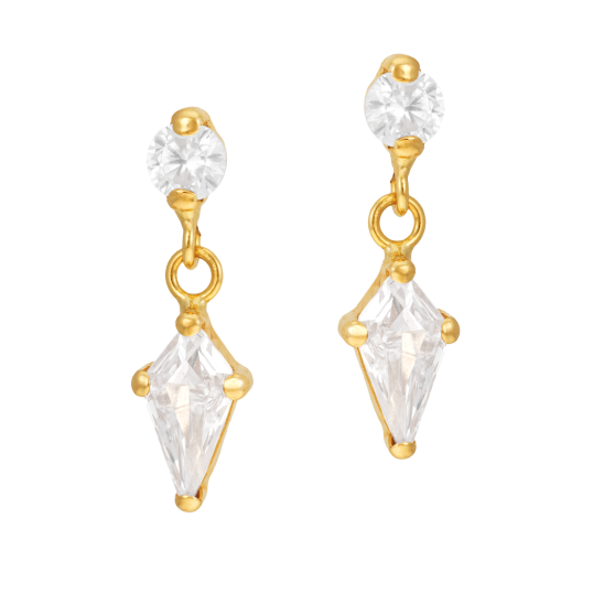 Boucles d'oreilles en or jaune et oxydes de zirconium