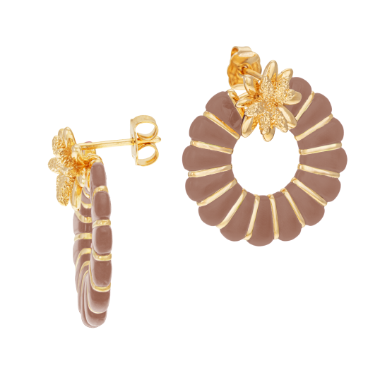 Boucles d'oreilles en plaqué or et résine marron