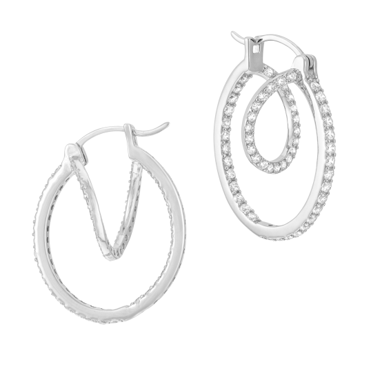 Créoles en argent rhodié et oxydes de zirconium