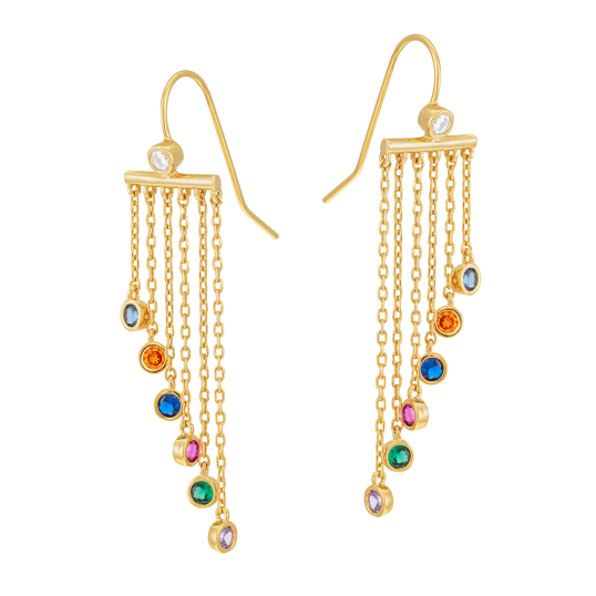 Boucles d'oreilles en plaqué or et oxydes de zirconium multicolore