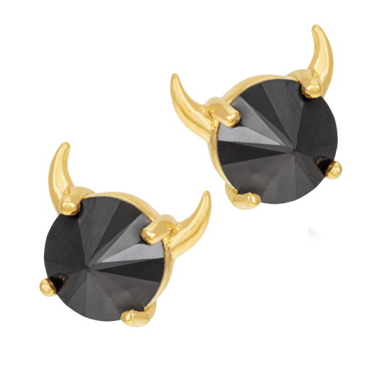 Boucles d'oreilles en plaqué or et oxydes de zirconium noir