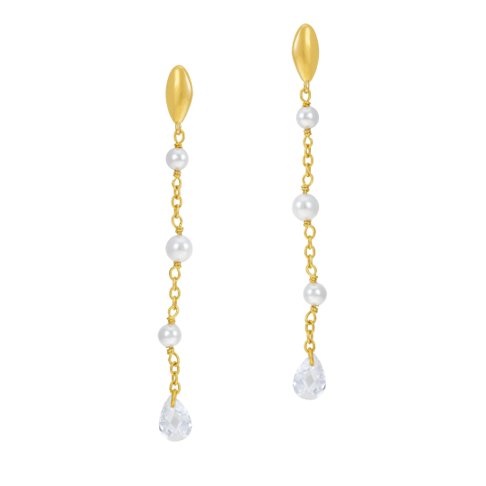 Boucles d'oreilles en argent doré et perles synthétiques