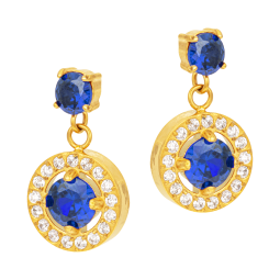 Boucles d'oreilles en acier doré et oxydes de zirconium