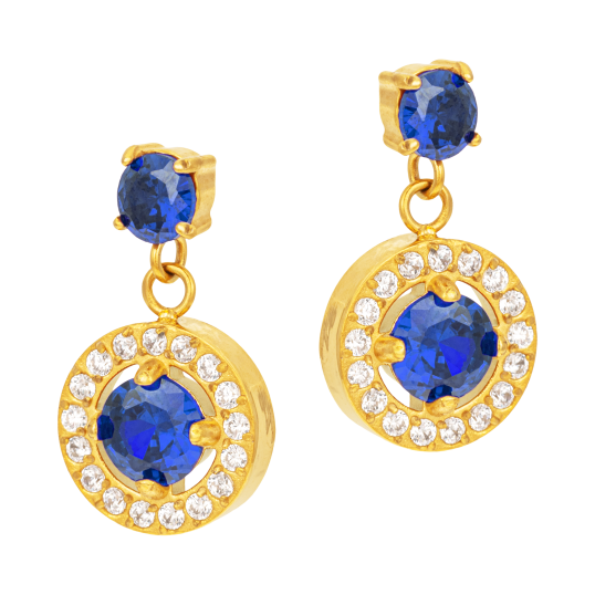 Boucles d'oreilles en acier doré et oxydes de zirconium