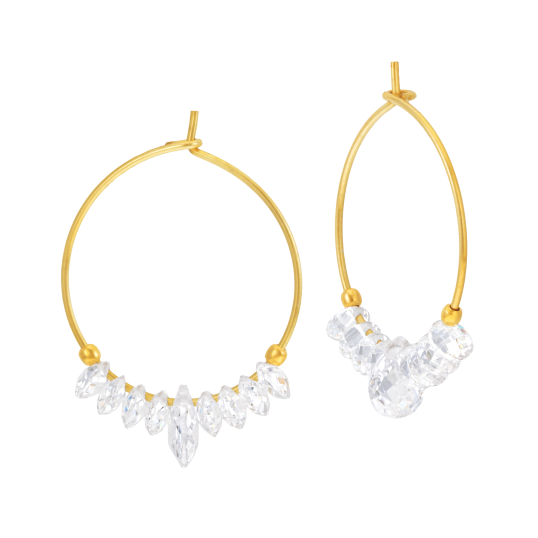 Boucles d'oreilles en argent doré et oxydes de zirconium